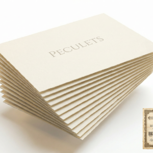 Peculets Künstler-Set: Stapel aus zehn Bögen Spezialpapier mit Peculets-Prägung und Echtheitszertifikat