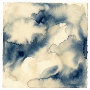 Words of Faith Typography: fließende Aquarellflächen in Indigo und Creme